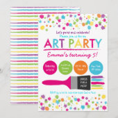 Rainbow Art Party Birthday Kaart (Voorkant / Achterkant)
