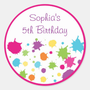 Rainbow Art Party Birthday Ronde Sticker