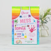 Rainbow Art Party Invitation Girl Birthday Kaart (Staand voorkant)
