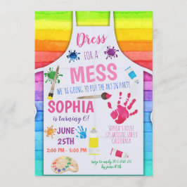 Rainbow Art Party Invitation Girl Birthday Kaart