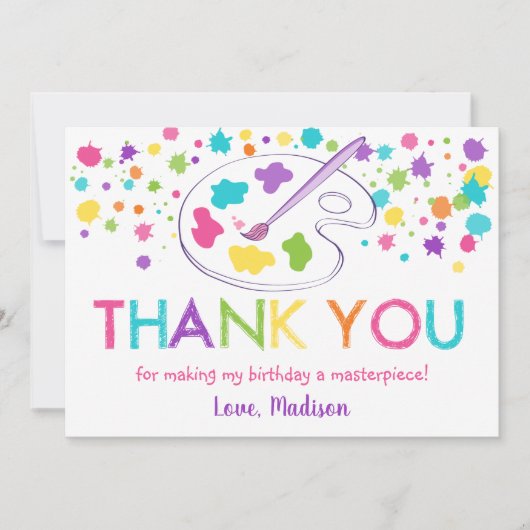 Rainbow Art Party Verjaardag Bedankt Card Kaart (Voorkant)
