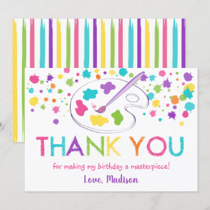 Rainbow Art Party Verjaardag Bedankt Card Kaart