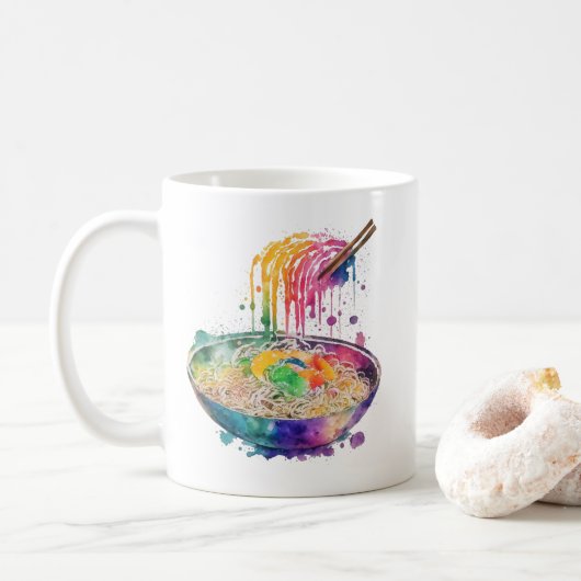 Rainbow Art Ramen Noedels en eetstokjes Koffiemok (Met donut)