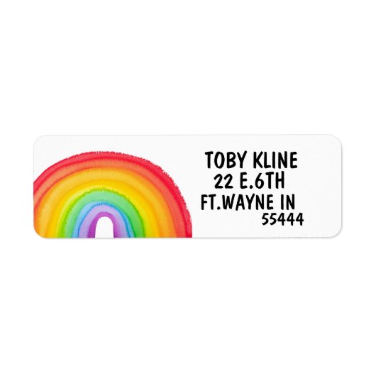 RAINBOW ART RETURN ADRES ETIKETTERS ETIKET (Voorkant)