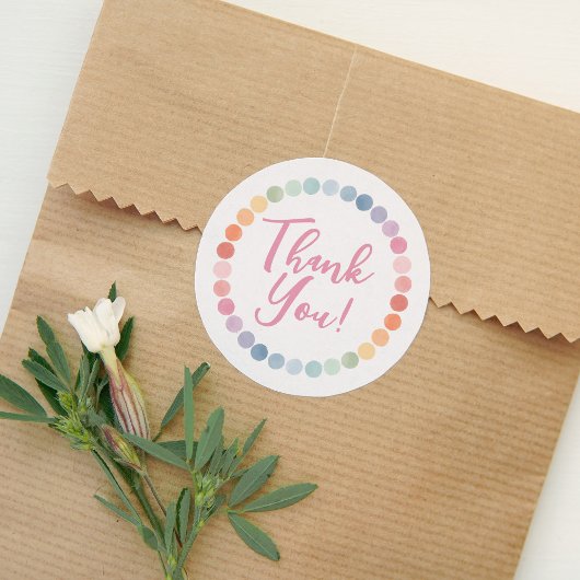 Rainbow Art verjaardagsfeestje dank je Ronde Sticker