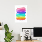 Rainbow Artist Bruskes minimalistische Happy Text Poster (Thuiskantoor)