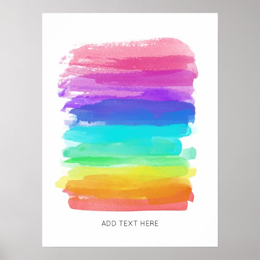 Rainbow Artist Bruskes minimalistische Happy Text Poster (Voorkant)