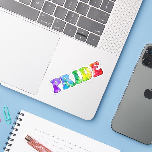 Rainbow Artistic Pride Kisscut Sticker (Laptop met iPhone)
