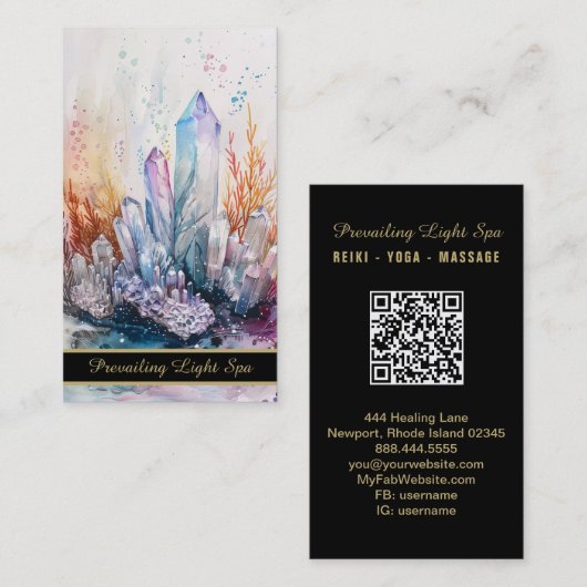 *~* Rainbow Artsy Drip Crystals AP90 Goud Visitekaartje (Voorkant / Achterkant)