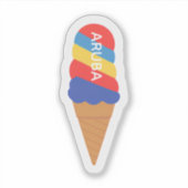 Rainbow aruba ice cream cone sticker (Voorkant)