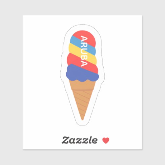 Rainbow aruba ice cream cone sticker (Vel)