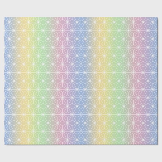 Rainbow Asanoha Twinking Geometric Stars Cadeaupapier (Zoom)
