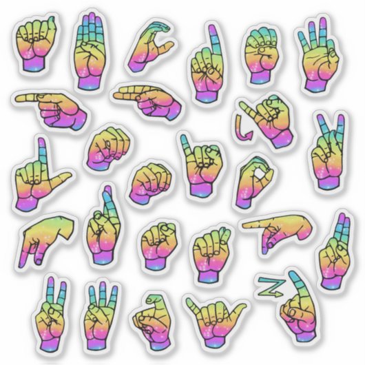 Rainbow ASL Alphabet – Educational & Expressive Sticker (Voorkant)