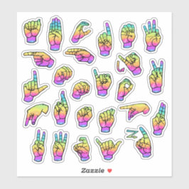 Rainbow ASL Alphabet – Educational & Expressive Sticker