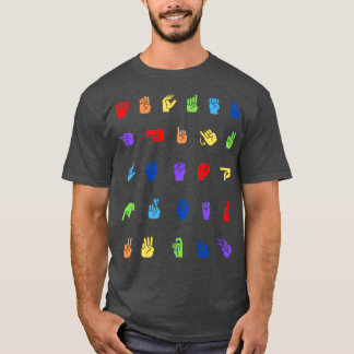 Rainbow ASL Alphabet Patroon T-shirt