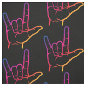 Rainbow ASL I Love You Patterned Fabric Stof (Swatch)