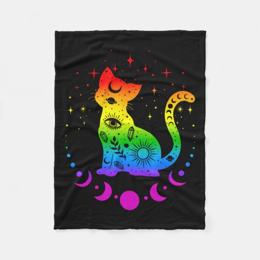 Rainbow Astrology Cat LGBT Gay Pride Vlag Fleece Deken (Voorkant)