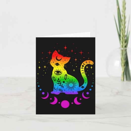 Rainbow Astrology Cat LGBT Gay Pride Vlag Kaart (Voorkant)