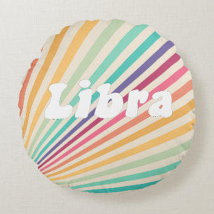Rainbow Astrology Libra Zodiac Retro Rond Kussen
