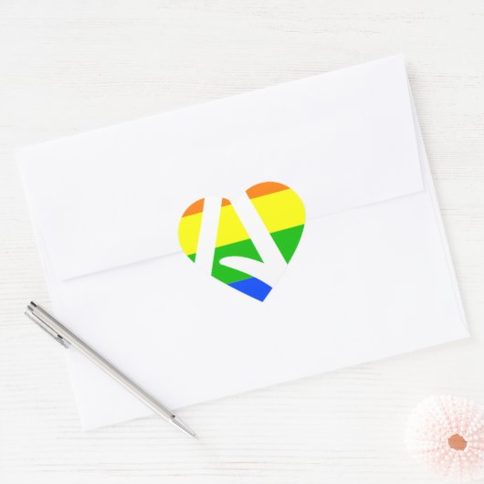 Rainbow Atheïst Flag Hart Sticker (Envelop)