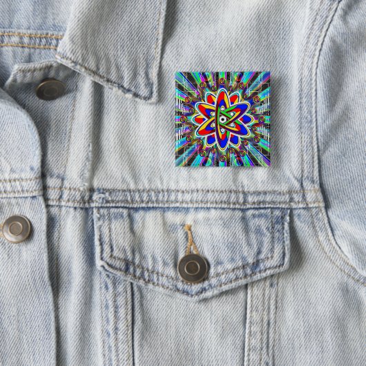 Rainbow Atomic Impossible-Afbeelding Vierkante Button 5,1 Cm (In situ)
