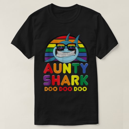 Rainbow Aunty Shark Sunglass Moederdag T-shirt (Design voorkant)
