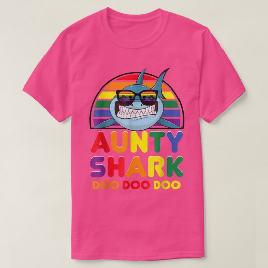 Rainbow Aunty Shark Sunglass Moederdag T-shirt (Design voorkant)