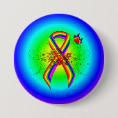 Rainbow Awareness Lint met Vlinder Ronde Button 7,6 Cm (Voorkant)
