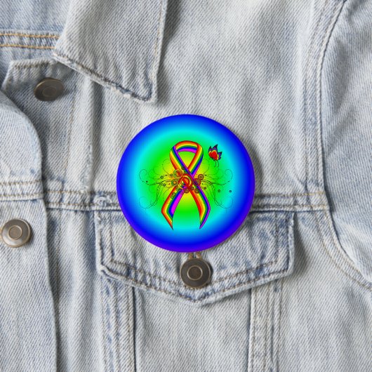 Rainbow Awareness Lint met Vlinder Ronde Button 7,6 Cm (In situ)