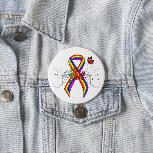 Rainbow Awareness Lint met Vlinder Ronde Button 7,6 Cm (In situ)