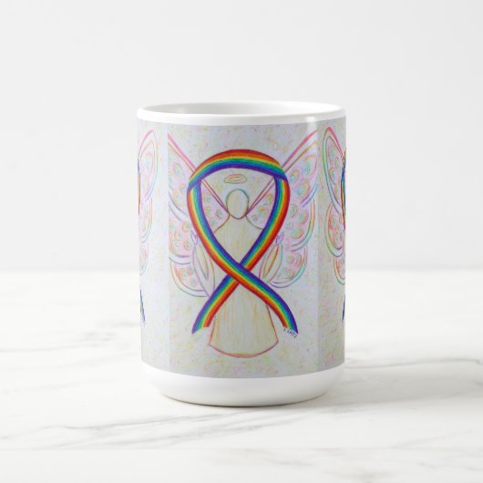 Rainbow Awareness Ribbon Angel Art Mok (Center)