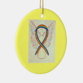 Rainbow Awareness Ribbon Angel Custom Art Ornament (Rechts)