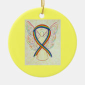 Rainbow Awareness Ribbon Angel Custom Art Ornament (Voorkant)