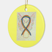 Rainbow Awareness Ribbon Angel Custom Art Ornament (Links)