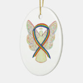 Rainbow Awareness Ribbon Angel Custom Art Ornament (Links)