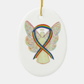 Rainbow Awareness Ribbon Angel Custom Art Ornament (Voorkant)
