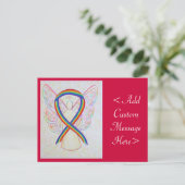 Rainbow Awareness Ribbon Angel Custom Briefkaart (Staand voorkant)