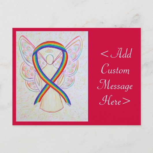 Rainbow Awareness Ribbon Angel Custom Briefkaart (Voorkant)