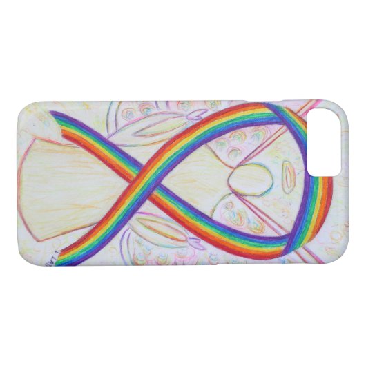 Rainbow Awareness Ribbon Angel Custom iPhone7 Hoes (Achterkant (Horizontaal))