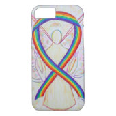 Rainbow Awareness Ribbon Angel Custom iPhone7 Hoes (Achterkant)