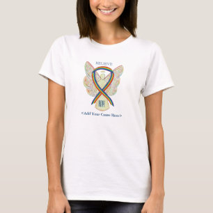 Rainbow Awareness Ribbon Angel Custom Want Shirten T-shirt