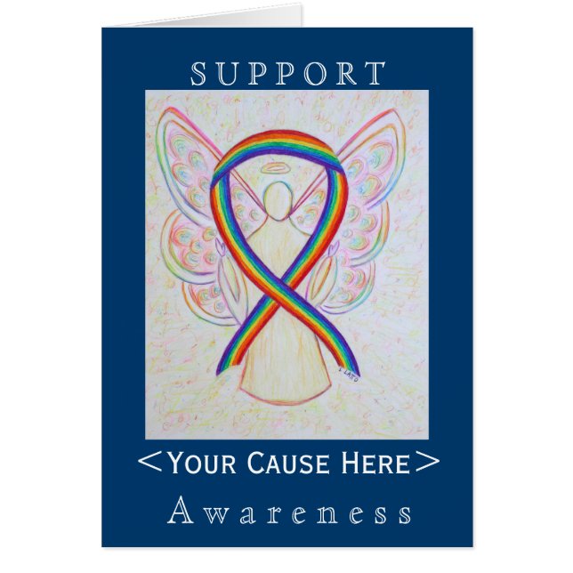 Rainbow Awareness Ribbon Angel Gepersonaliseerd Ca (Voorkant)