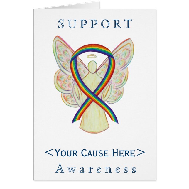Rainbow Awareness Ribbon Angel Gepersonaliseerd Ca (Voorkant)
