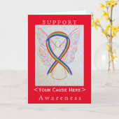 Rainbow Awareness Ribbon Angel Gepersonaliseerd Ca Kaart (Gele Bloem)