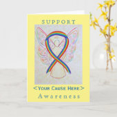 Rainbow Awareness Ribbon Angel Gepersonaliseerd Ca Kaart (Gele Bloem)