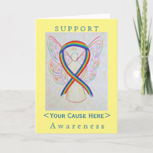 Rainbow Awareness Ribbon Angel Gepersonaliseerd Ca Kaart