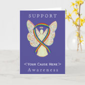 Rainbow Awareness Ribbon Angel Gepersonaliseerd Ca Kaart (Gele Bloem)