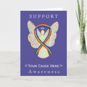 Rainbow Awareness Ribbon Angel Gepersonaliseerd Ca Kaart
