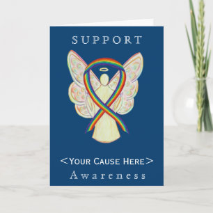 Rainbow Awareness Ribbon Angel Gepersonaliseerd Ca Kaart