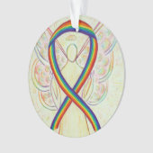Rainbow Awareness Ribbon Angel Gepersonaliseerd Or Ornament (voorkant)